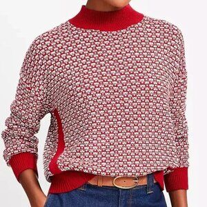 LOFT Red and White Women's Sweater